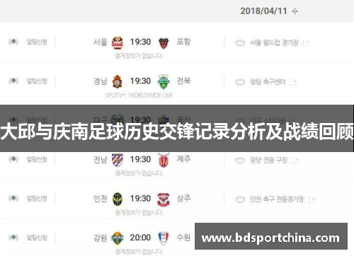 大邱与庆南足球历史交锋记录分析及战绩回顾
